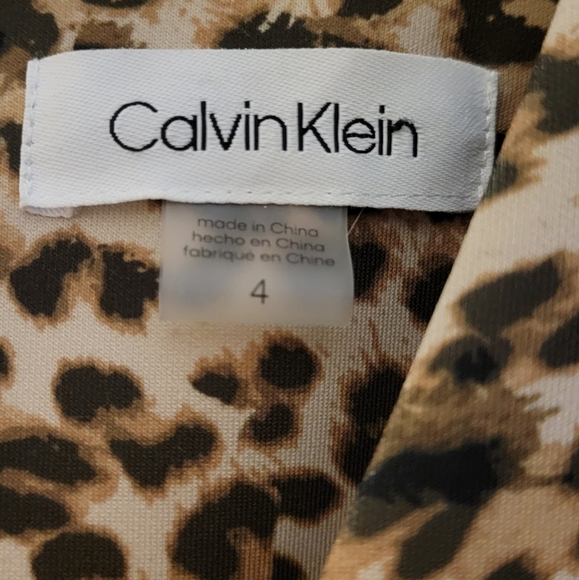 Calvin Klein Leopard Scuba Knit Bodycon Dress Size 4 - Picture 2 of 3
